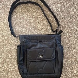 Lug Classic N/S Shoulder Bag with Crossbody Strap - Toss Black